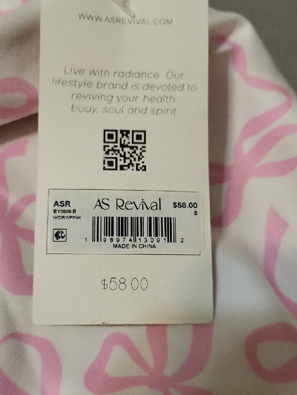 AS Revival White Skort with Pink Ribbon Print Active Wear Small - Picture 6 of 6